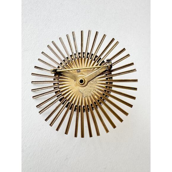 Vintage Jan Michaels Atomic Starburst Globe Brooch 2.25" Dia - Picture 3 of 3